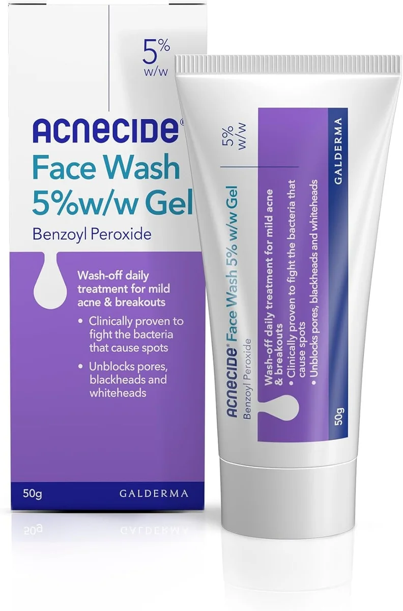 Acnecide Face Wash Gel 5% Benzoyl Peroxide Acne Treatment For Spot-prone Skin