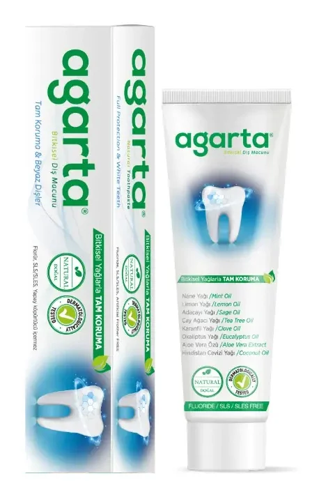 Agarta Doğal Bitki Özlü Florürsüz Diş Macunu 100ml (Natural Plant Extract Fluoride-Free Whitening Toothpaste 100ml)