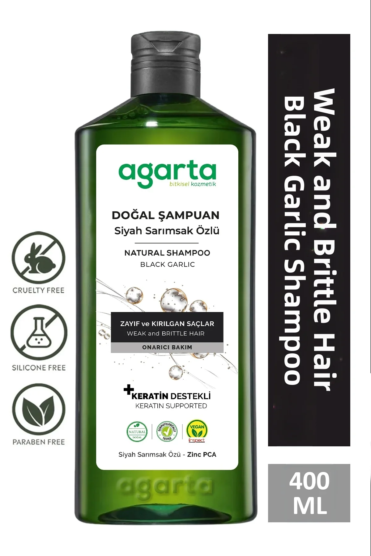 Agarta Saç Dökülmesine Karşı Siyah Sarımsaklı Şampuan 400ml (Anti Hair Loss Black Garlic Shampoo 400ml)
