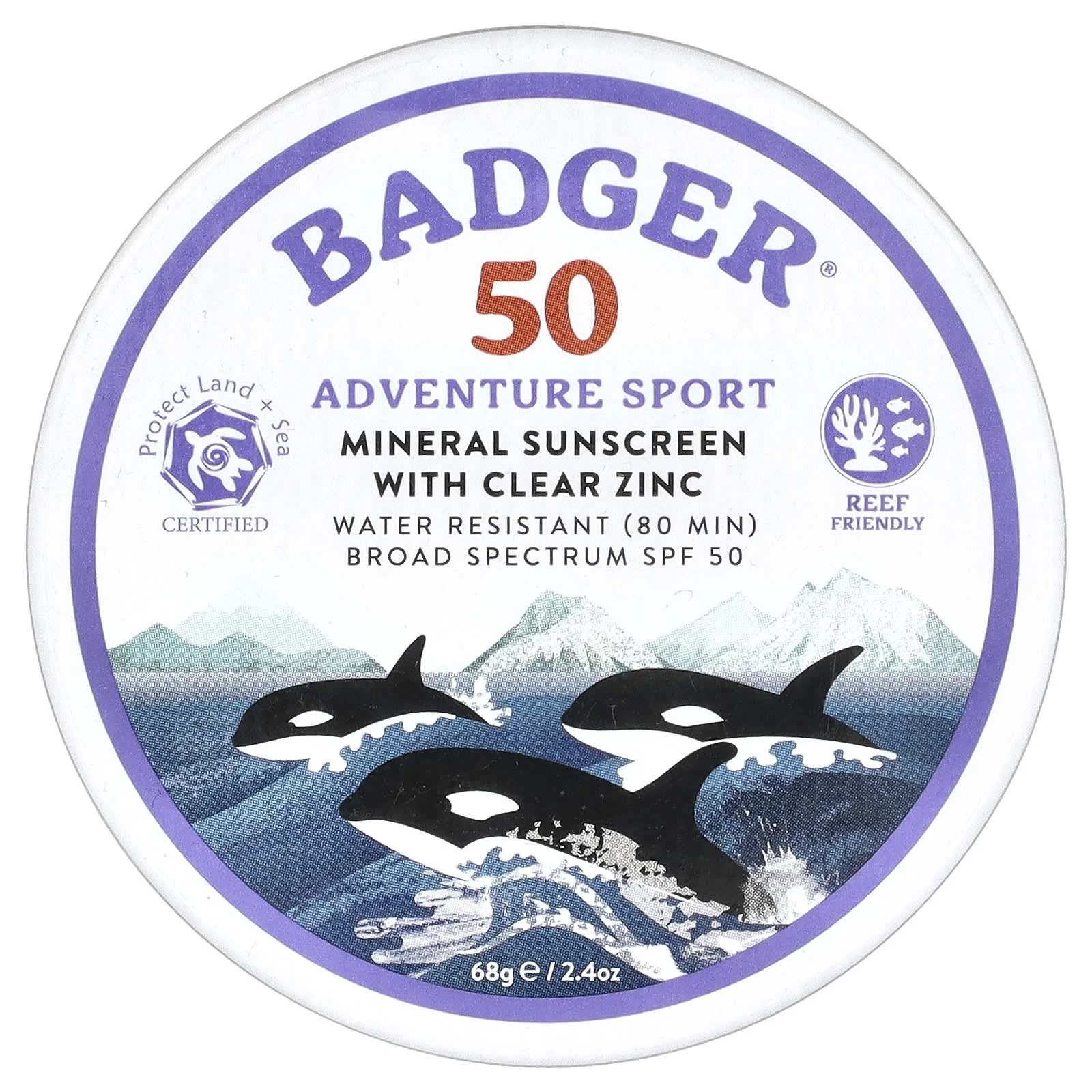 Kem chống nắng Badger Adventure Sport, Mineral Sunscreen With Clear Zinc, SPF 50, Unscented, 2.4 Oz (68 G)