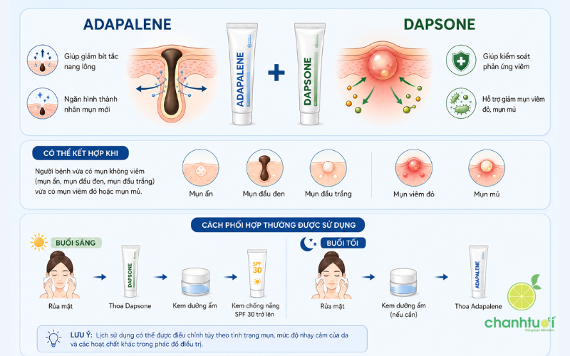 adapalene và dapsone hdsd