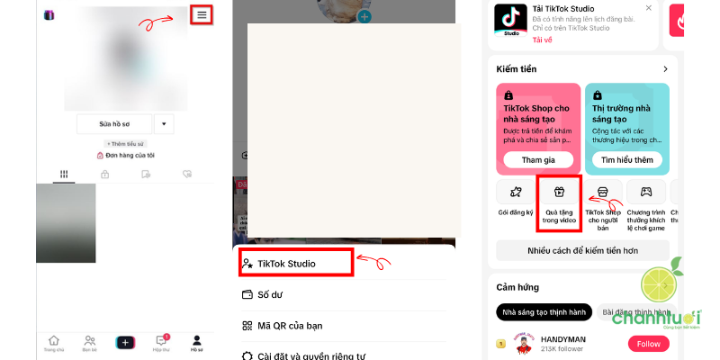 bật Tặng quà trên TikTok