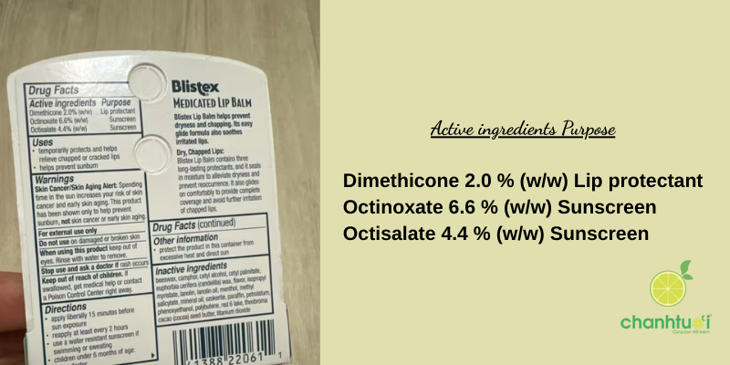 blistex medicated lip balm thành phần