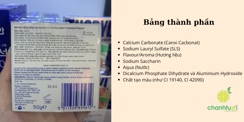 bột tẩy trắng răng Eucryl 3