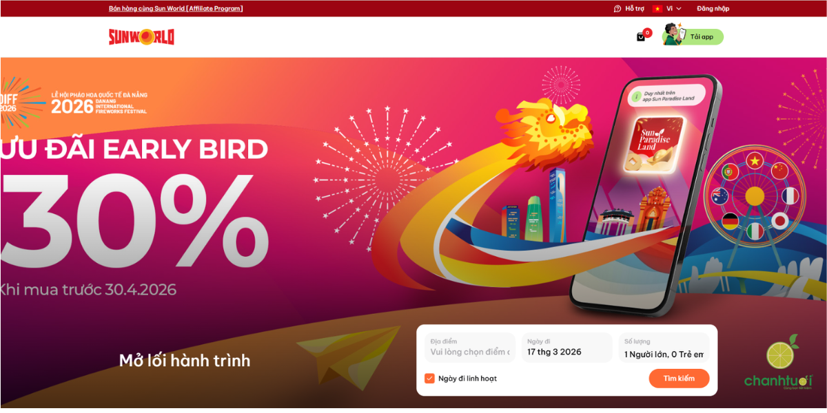 cách mua vé sunworld online 1