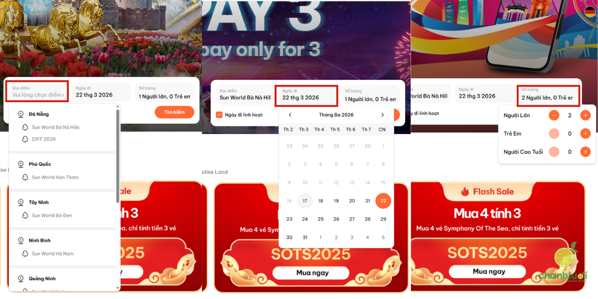 cách mua vé sunworld online 2