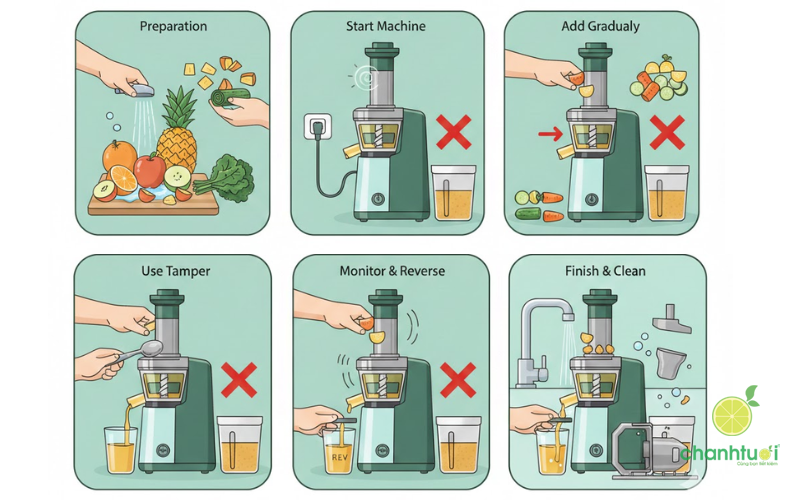 cách sử dụng máy ép chậm 2
