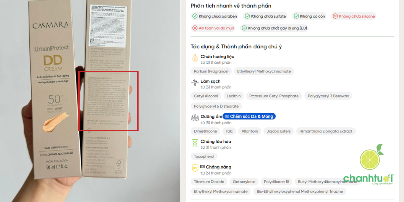 dd cream casmara thành phần