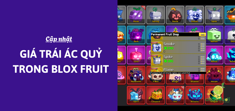 Cập nhật giá trái ác quỷ trong Blox Fruit mới nhất 2026
