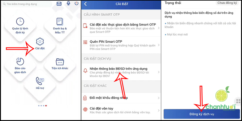 Hủy BSMS BIDV trên SmartBanking 3
