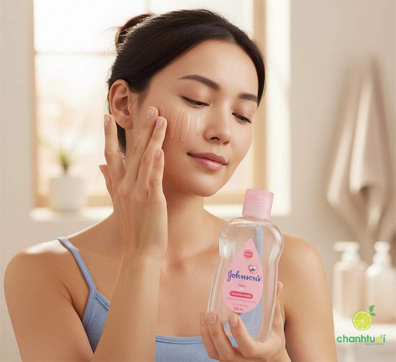 Johnson Baby Oil có bôi mặt người lớn được không