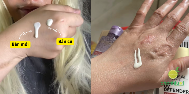 kem chống nắng L'Oreal vạch đỏ bản mới kết cấu