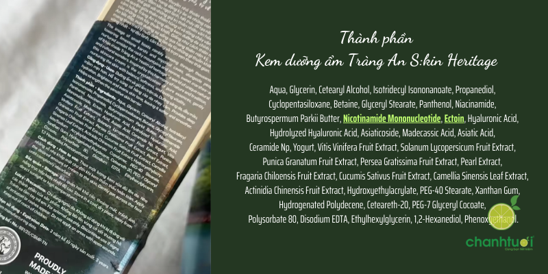 kem dưỡng ẩm Skin Heritage thành phần