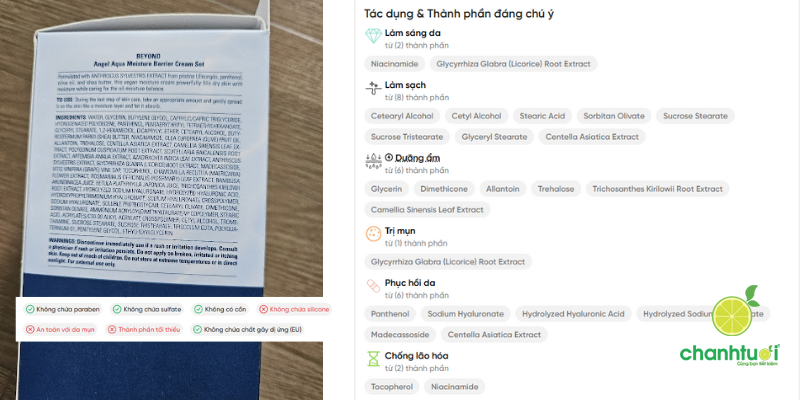 kem dưỡng beyond 100h thành phần