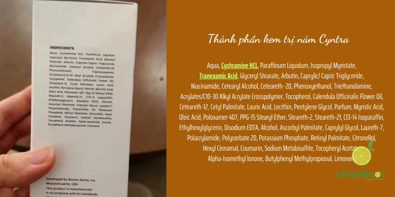 kem trị nám cyntra thành phần