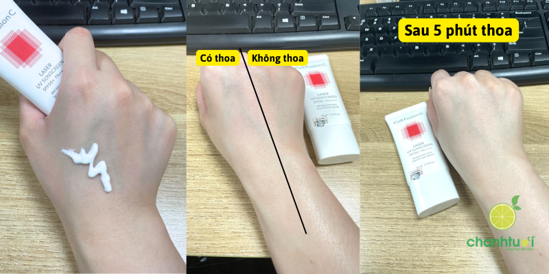 Kết cấu kem chống nắng Cell Fusion C đỏ