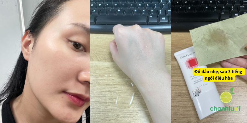 khả năng kháng nước kem chống nắng Cell Fusion C đỏ