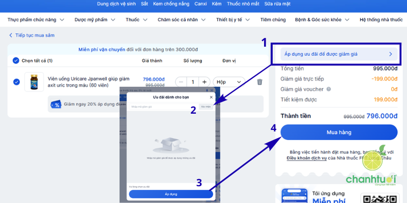 mã giảm giá long châu 1