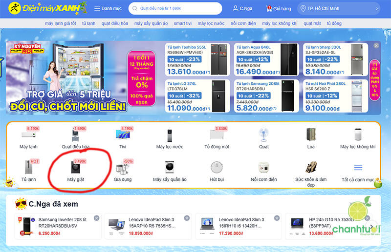 máy giặt trả góp Điện Máy Xanh 1