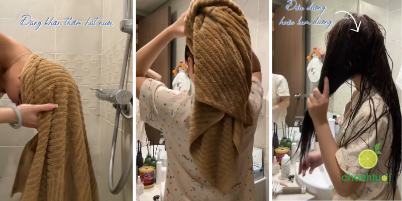 Mẹo gội đầu cho tóc phồng lâu bết 5