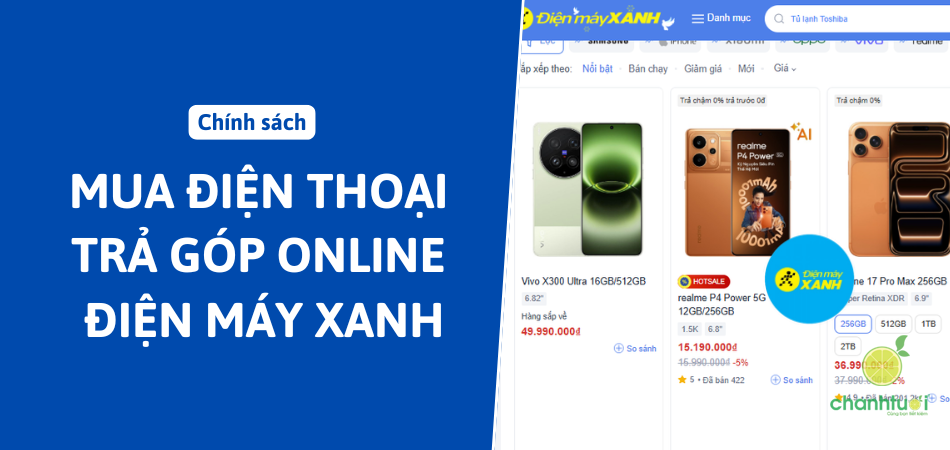Cách mua điện thoại trả góp online Điện Máy Xanh nhanh, dễ