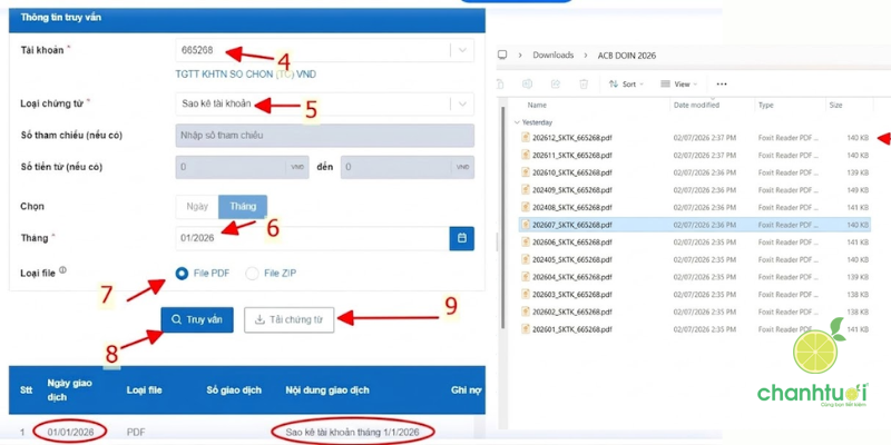 sao kê online acb 3