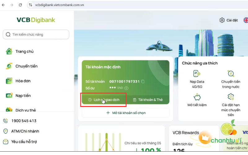 sao kê online vietcombank 6