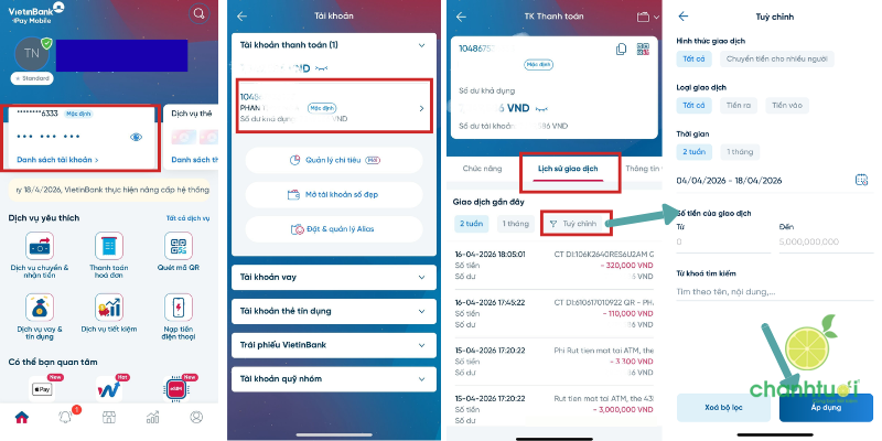 sao kê online vietinbank 2