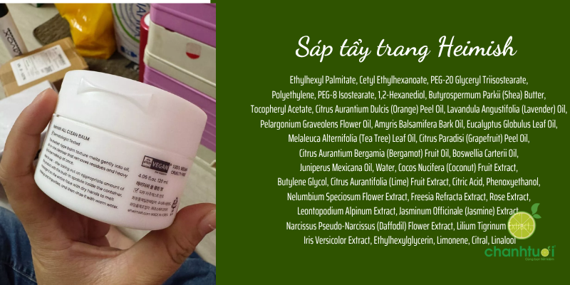 sáp tẩy trang heimish thành phần