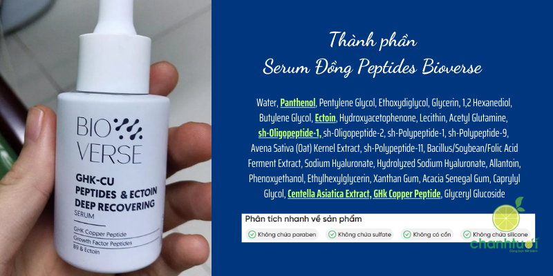Serum Đồng Peptides Bioverse thành phần