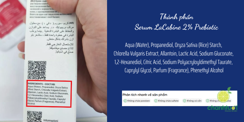 Serum LaCabine 2% Prebiotic thành phần