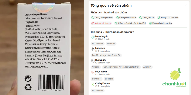 Serum pharmaform aze lift thành phần