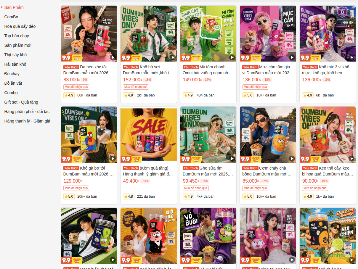 shop bán đồ ăn vặt trên Shopee 1