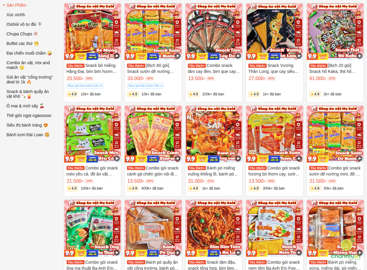 shop bán đồ ăn vặt trên Shopee 8