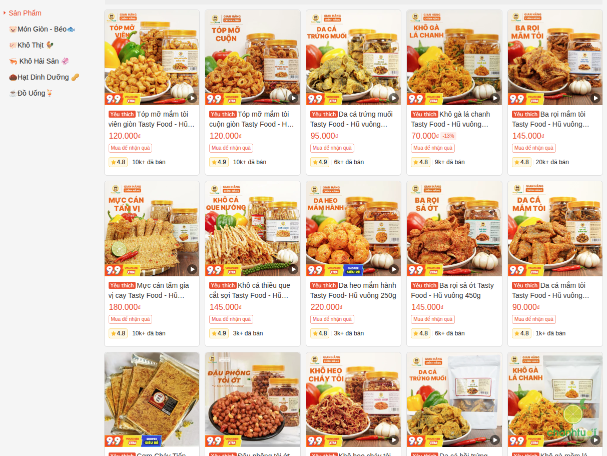 shop bán đồ ăn vặt trên Shopee 9
