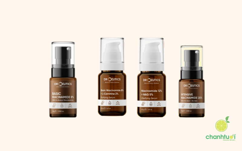 So sánh niacinamide Dr Ceutics các nồng độ