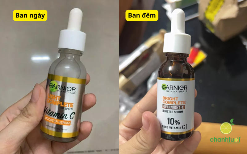so sánh serum vitamin C Garnier
