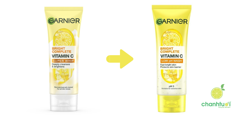 sữa rửa mặt Garnier Vitamin C đổi mẫu