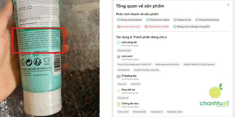 sữa rửa mặt MD CARE Mandelic Acid 7