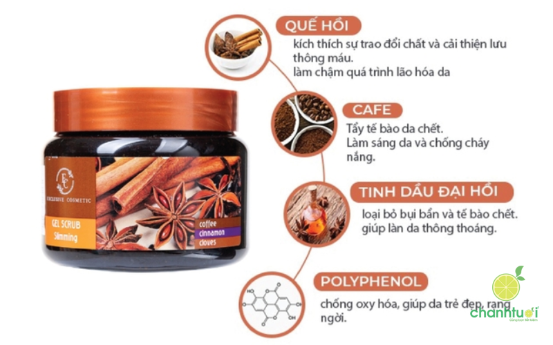 tẩy da chết quế hồi thành phần