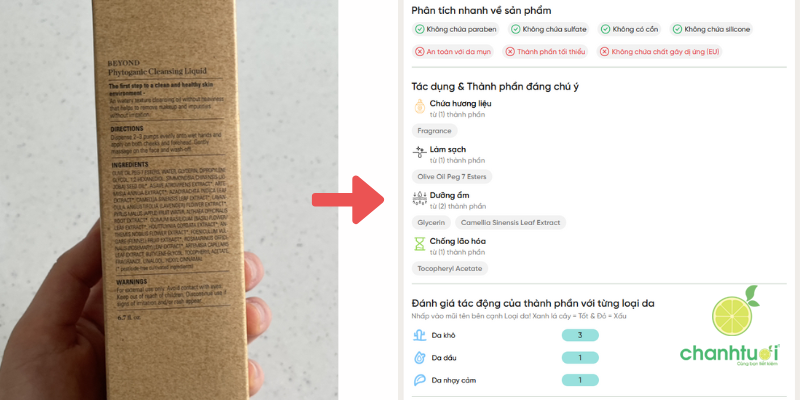 tẩy trang beyond thành phần