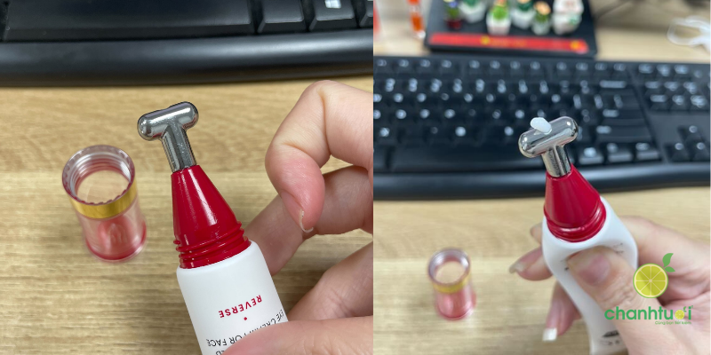 thanh lăn kem mắt ahc đỏ thiết kế