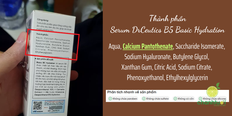 thành phần DrCeutics B5 Basic Hydration