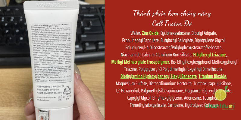 thành phần kem chống nắng Cell Fusion C đỏ mới