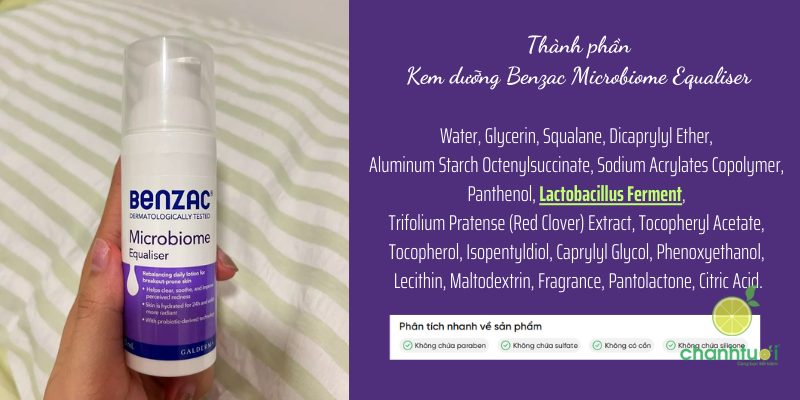 thành phần Kem dưỡng Benzac Microbiome Equaliser