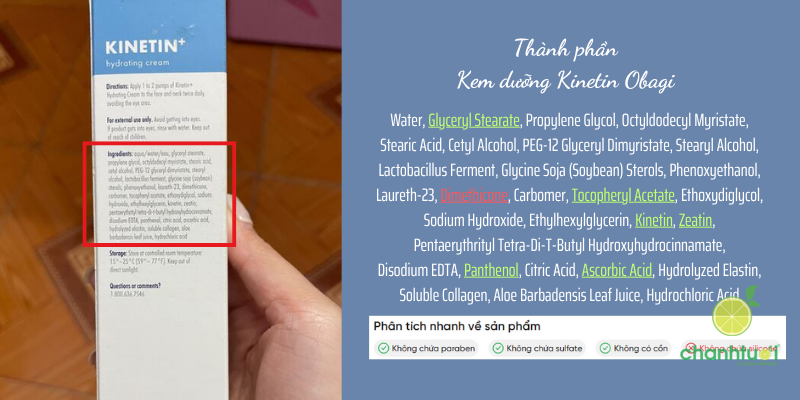 thành phần kem dưỡng kinetin