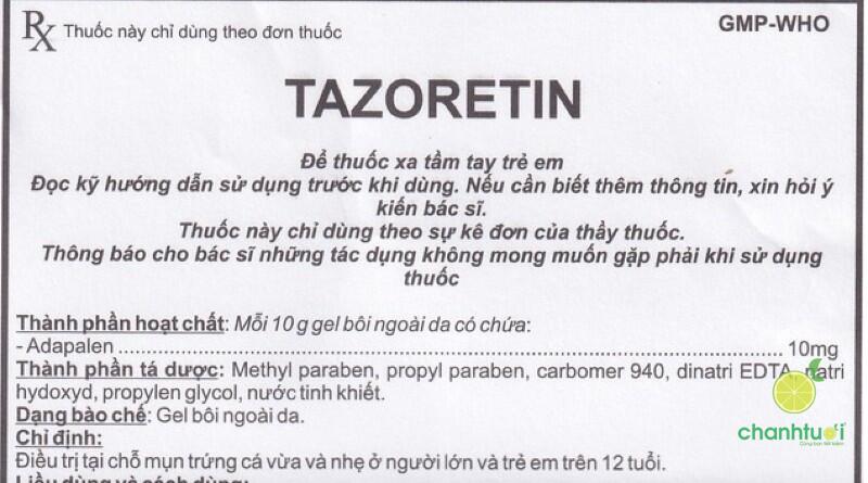 thành phần Kem Trị Mụn Tazoretin