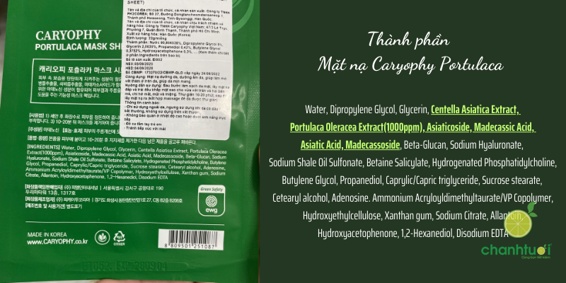 thành phần mặt nạ Caryophy