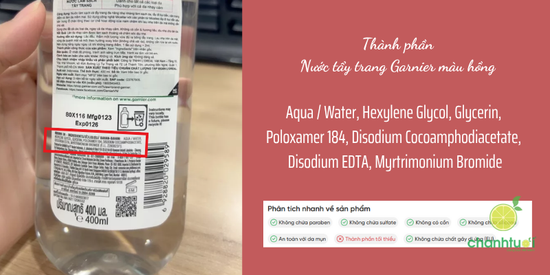 thành phần nước tẩy trang Garnier hồng (1)