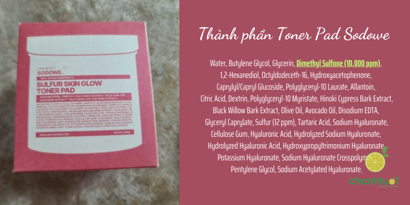 thành phần SODOWE SULFUR PAD